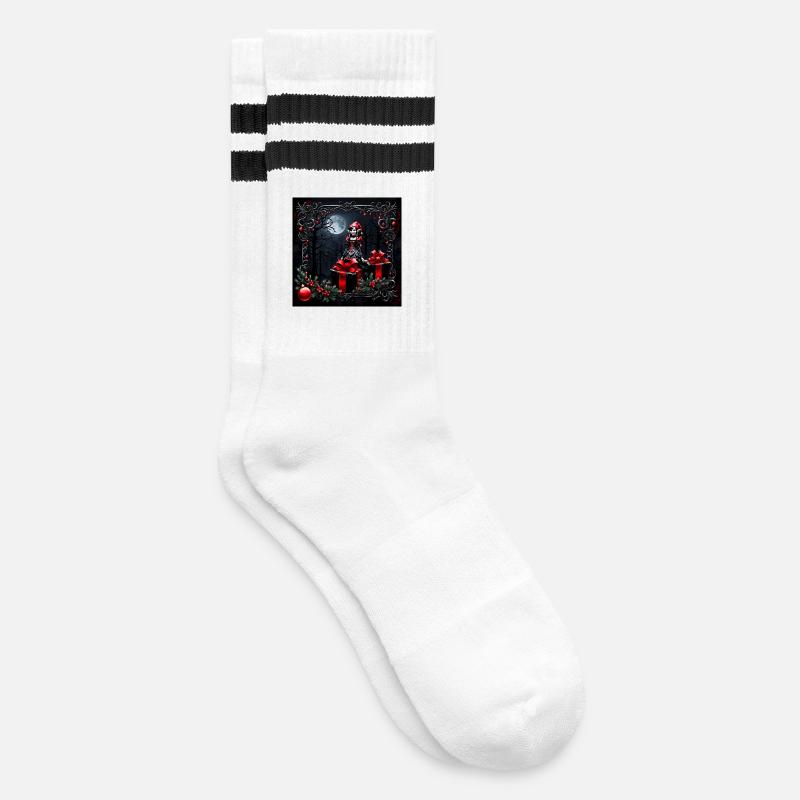 Cute gothic Christmas elf. - Striped tennis socks - white/black
