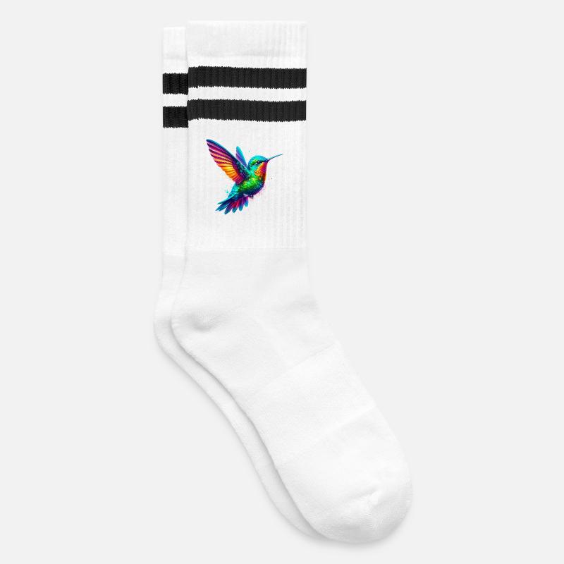 Kolibri - Gestreifte Tennissocken - Weiß/Schwarz