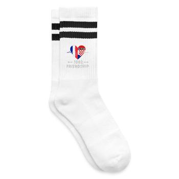 France and Croatia 100% friendship - Striped tennis socks - white/black - Right