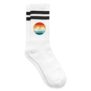 Palmier rétro coucher de soleil - Chaussettes de tennis - blanc/noir - Droite