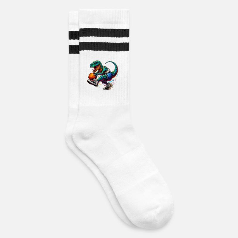 SSW34 Dino avec basket-ball - Chaussettes de tennis - blanc/noir