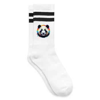 Panda - Gestreifte Tennissocken - Weiß/Schwarz - Rechts