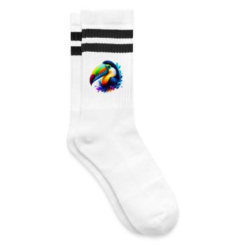 Tukan - Gestreifte Tennissocken - Weiß/Schwarz - Rechts