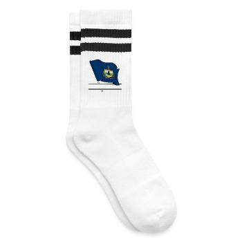 Vermont Flag Text Banner - Striped tennis socks - white/black - Right