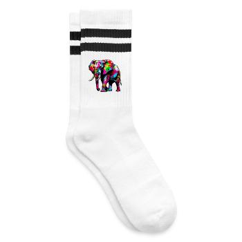 Elefant - Gestreifte Tennissocken - Weiß/Schwarz - Rechts