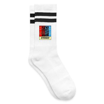Kosmisches Universum Retro Style - Gestreifte Tennissocken - Weiß/Schwarz - Rechts
