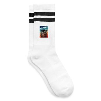 Astronomie Retro Style - Gestreifte Tennissocken - Weiß/Schwarz - Rechts