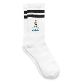 Bayerischer Löwe - Gestreifte Tennissocken - Weiß/Schwarz - Rechts