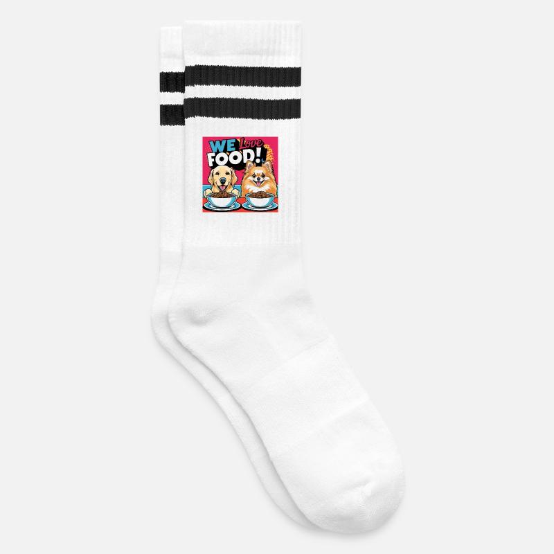 Chiens comiques - Nous aimons la nourriture - Chaussettes de tennis - blanc/noir