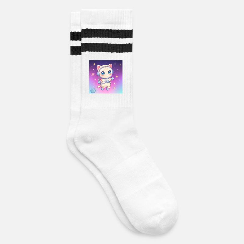 Chaton astronaute - Chaussettes de tennis - blanc/noir