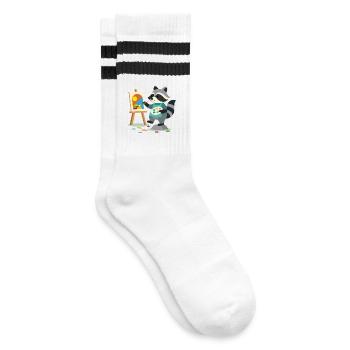Raton laveur créatif pour les amateurs d’art, petits et grands - Chaussettes de tennis - blanc/noir - Droite