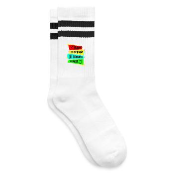 Samurai Eat Sleep Samurai Repeat - Striped tennis socks - white/black - Right
