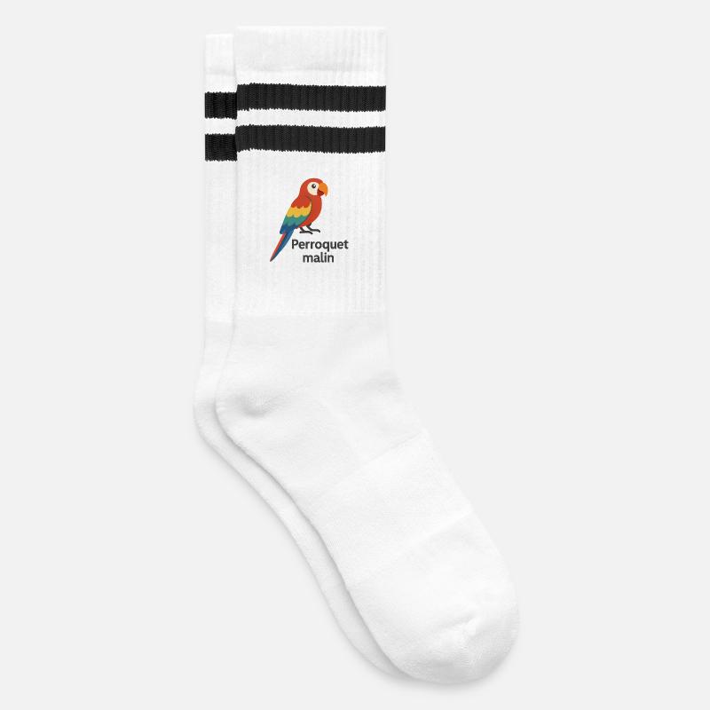 Perroquet coloré "Perroquet malin" - Chaussettes de tennis - blanc/noir