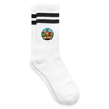 BigFoot Cartoon Wilderness Logo - Striped tennis socks - white/black - Right