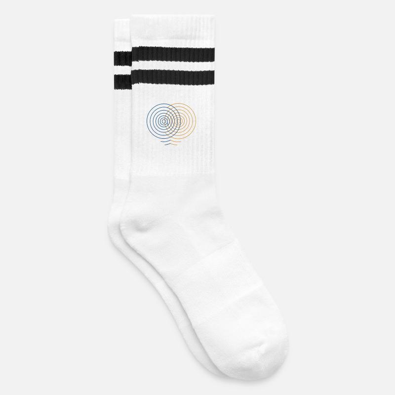 Concentric Interference – Physics Design - Striped tennis socks - white/black