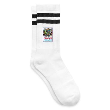 Tractor Pulling Power - Striped tennis socks - white/black - Right