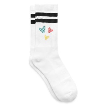 HERZ. VIELEN DANK. GELIEBTE. MEISTER. DANKE HERRIN. - Gestreifte Tennissocken - Weiß/Schwarz - Rechts