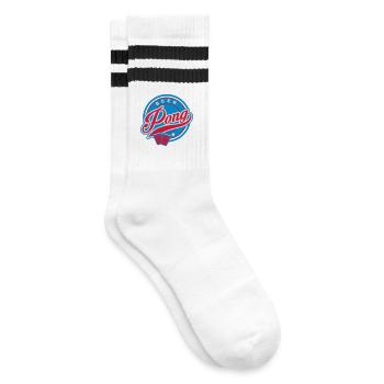 Beer Pong und Becher - Gestreifte Tennissocken - Weiß/Schwarz - Rechts