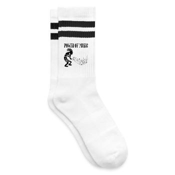 Schwarzer Stammesmusiker - Gestreifte Tennissocken - Weiß/Schwarz - Rechts