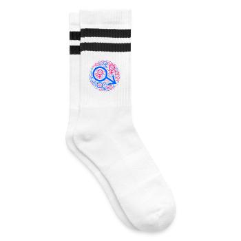 Gender-Kuddelmuddel im Kreis-Design - Gestreifte Tennissocken - Weiß/Schwarz - Rechts