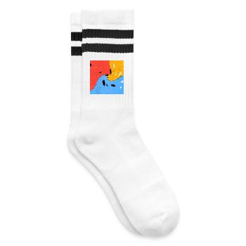 Verrückte Farben - Gestreifte Tennissocken - Weiß/Schwarz - Rechts