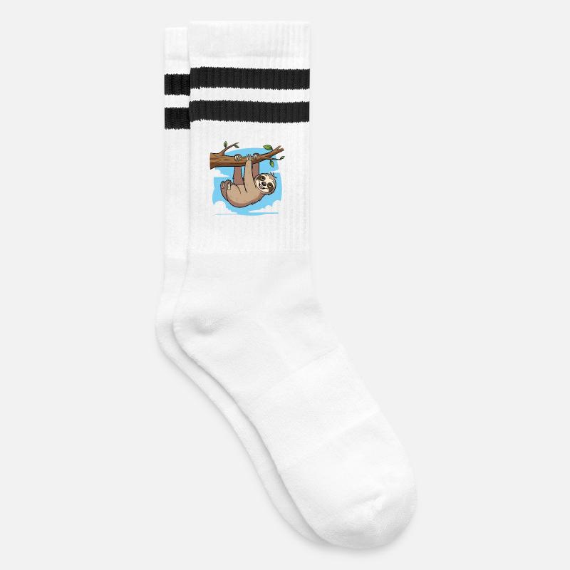 Faultier - Gestreifte Tennissocken - Weiß/Schwarz