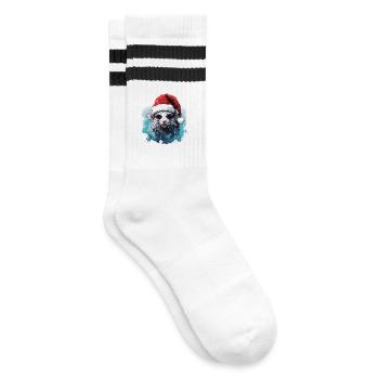 Funny Christmas rat - Striped tennis socks - white/black - Right