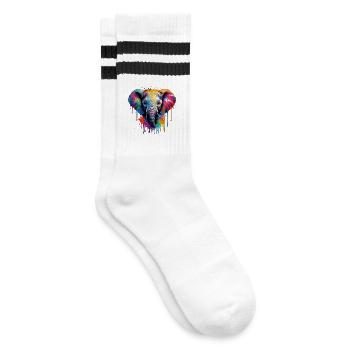 Vibranter Baby Elefantenkunst für Kleidung - Gestreifte Tennissocken - Weiß/Schwarz - Rechts