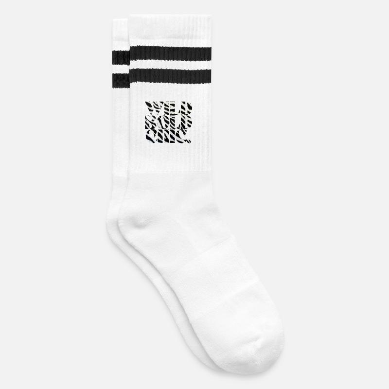 Wild Bold Chic Zebra Typography - Striped tennis socks - white/black