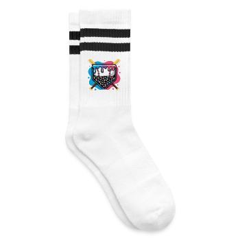 Baseball Home Plate Donut with Sprinkles - Striped tennis socks - white/black - Right