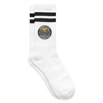 Gartenarbeit ist mein Ruhestand - Gestreifte Tennissocken - Weiß/Schwarz - Rechts