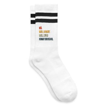 HOBBY HORSING MOTIVATION SPORT - Striped tennis socks - white/black - Right