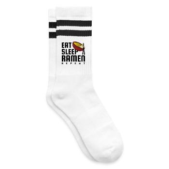 Essen Schlaf Ramen Wiederholen - Gestreifte Tennissocken - Weiß/Schwarz - Rechts