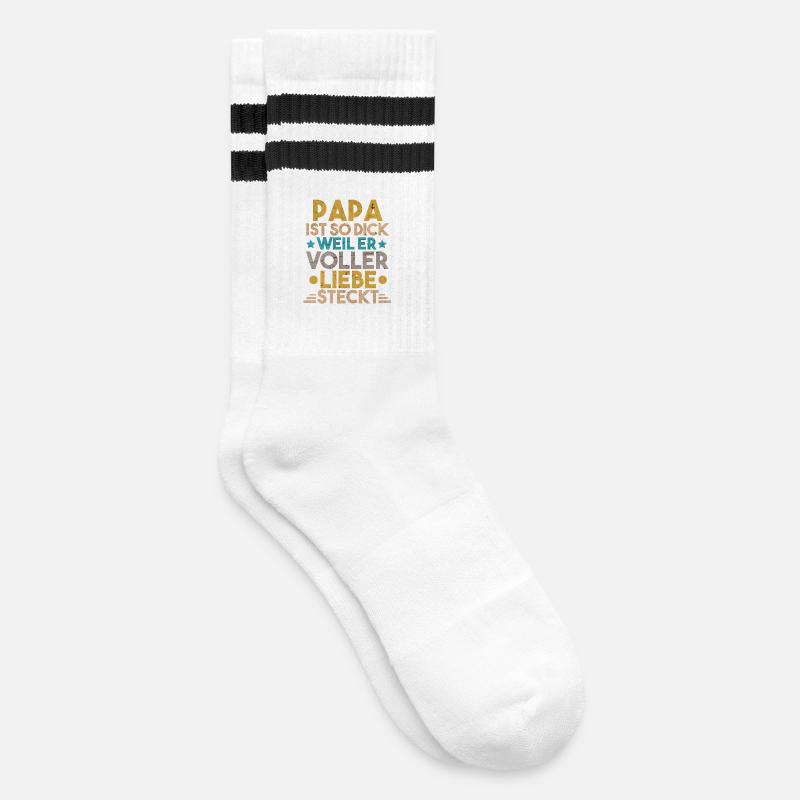 Papa - Gestreifte Tennissocken - Weiß/Schwarz