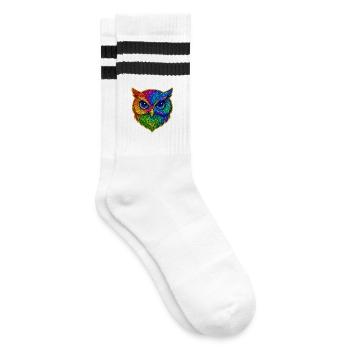 Owl | Tawny Owl | Rainbow Owl Magic - Striped tennis socks - white/black - Right