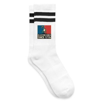 Portland Resistance Frog - USA Protest T-Shirt - Striped tennis socks - white/black - Right