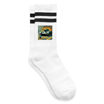 Portland Resistance Frog - USA Tianmen Square T-Sh - Striped tennis socks - white/black - Right