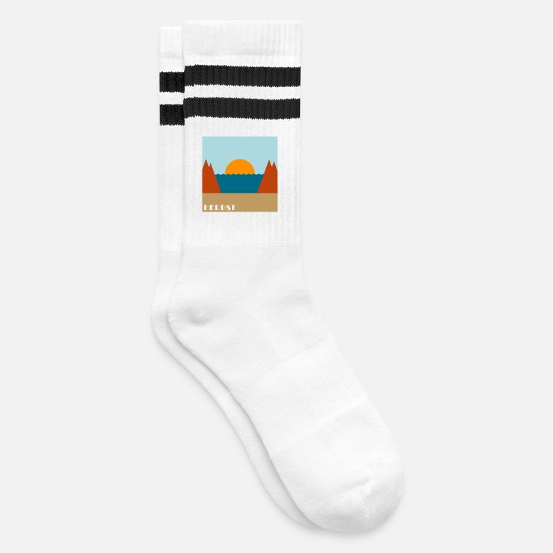Herbst - Gestreifte Tennissocken - Weiß/Schwarz