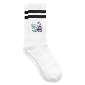 Unicorn Coffee Morning Grouch Funny Introvert - Striped tennis socks - white/black - Right
