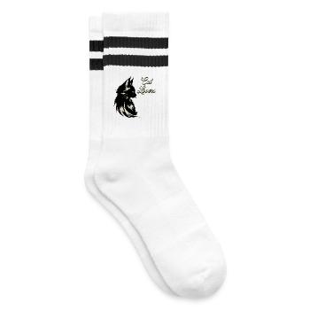Cat Lover Silhouette - Striped tennis socks - white/black - Right