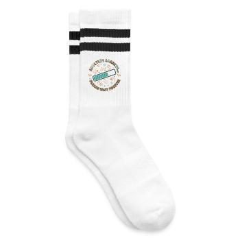 Adulting Loading Party - Gestreifte Tennissocken - Weiß/Schwarz - Rechts