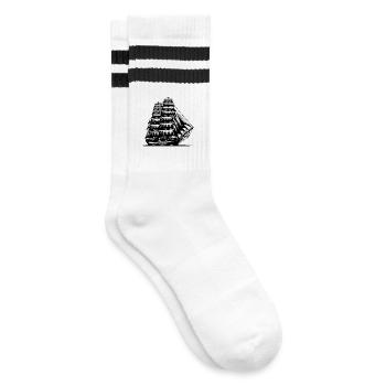 Vintage Segelschiff Träume Nostalgie pur - Gestreifte Tennissocken - Weiß/Schwarz - Rechts