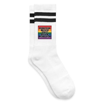 Human rights instead of right-wing people - Cool Pride - Striped tennis socks - white/black - Right