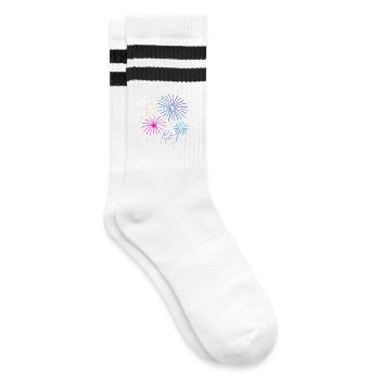 Fireworks New Year's Eve Design – Happy New Year - Striped tennis socks - white/black - Right