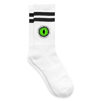 Eye Monster - Striped tennis socks - white/black - Right