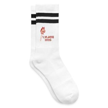 1. Klasse 2026 Hobby Horsing Schülerin - Gestreifte Tennissocken - Weiß/Schwarz - Rechts