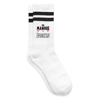 Lacking attachment - Striped tennis socks - white/black - Right