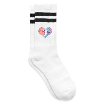Handball Player Heart - Striped tennis socks - white/black - Right