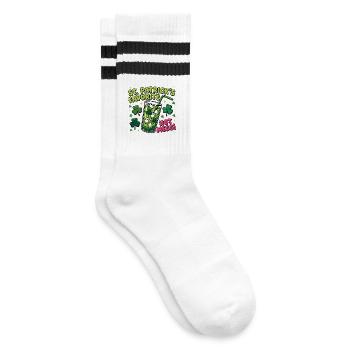 St. Patricks Lieblingschaos - Gestreifte Tennissocken - Weiß/Schwarz - Rechts