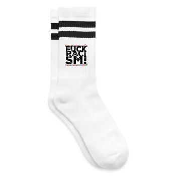Fuck Racism - Gestreifte Tennissocken - Weiß/Schwarz - Rechts